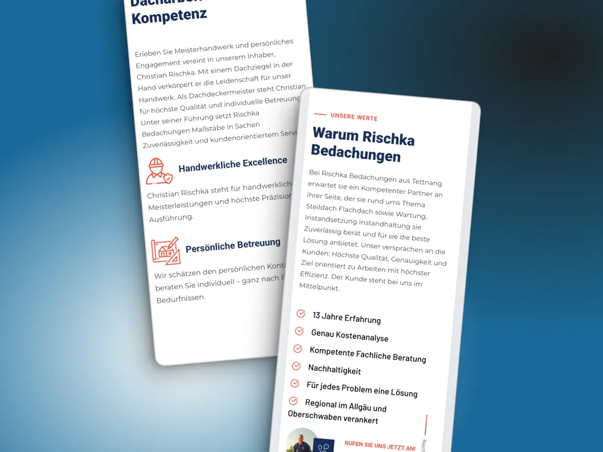 Mobileansicht der Webseite